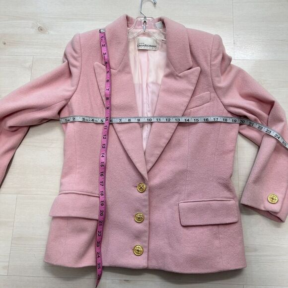 Dana Buchman Petite Blazer Size 12P Pink Wool Angora Blend Gold Buttons Lined - Picture 12 of 14